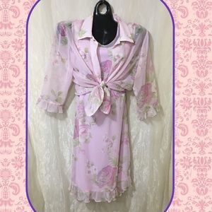 Lovely Blush floral sheath with overshirt